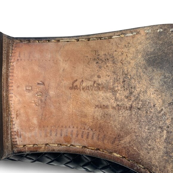 Salvatore Ferragamo Mens Brisbane Black Woven Leather Loafers Size 10.5 D - Picture 3 of 9